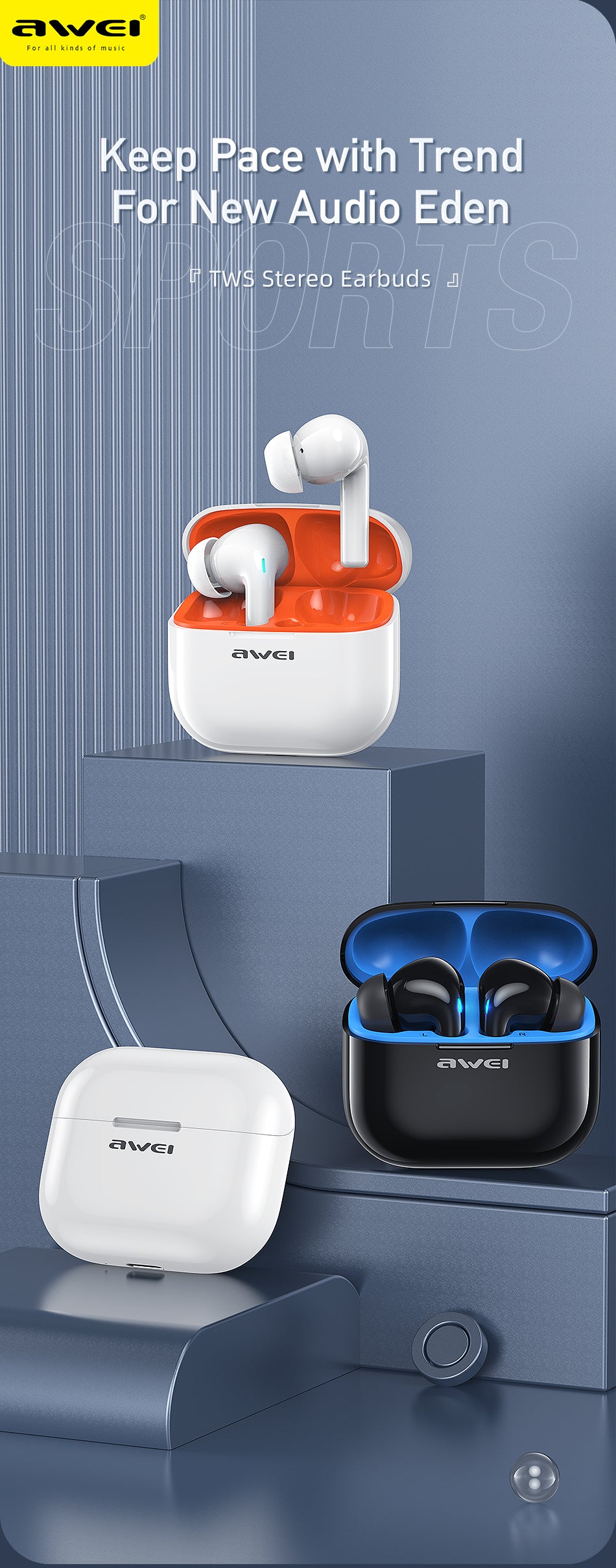 Awei T1 pro Original TWS Wireless BT Earbuds
