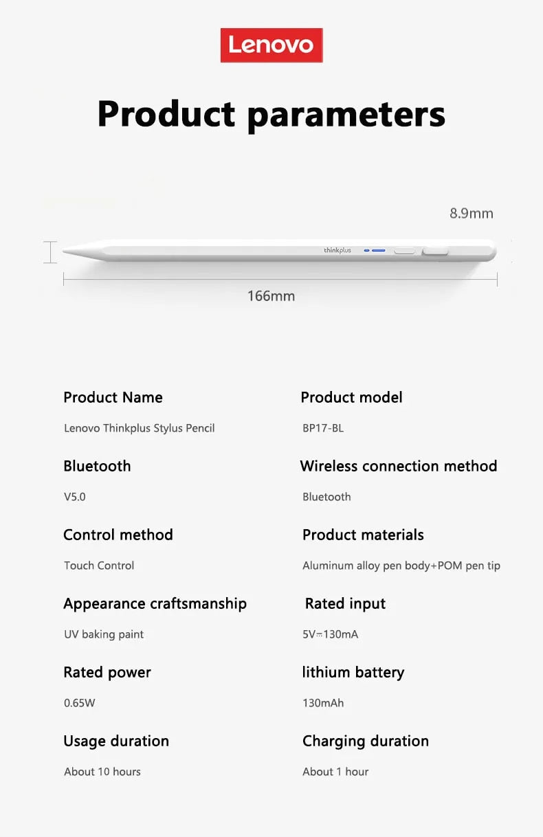Lenovo BP17BL Multi-functional Stylus Pencil for Android iOS Tablet