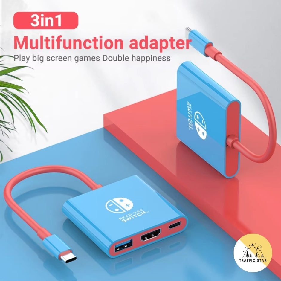 Portable TYPE-C Hub for Nintendo Switch with HDMI and USB 3.0, perfect for travel and gaming