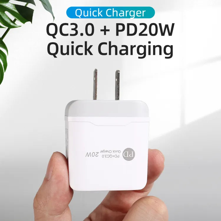 Fast Charger 20W PD QC3.0 USB-A and Type C Quick Charge