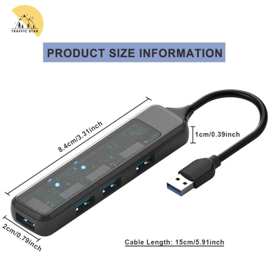 4 Port USB Hub Multi USB 3.0/2.0 Computer Splitter for Phone and Laptop Computer Accessories