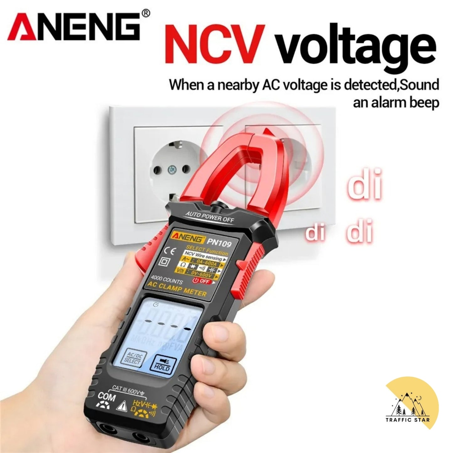 ANENG PN109 Ammeter 4000 Counts 600V AC/DC Voltage Tester 600A Hz Capacitance NCV Ohm Test Tool Smart Clamp Meter Multimeter