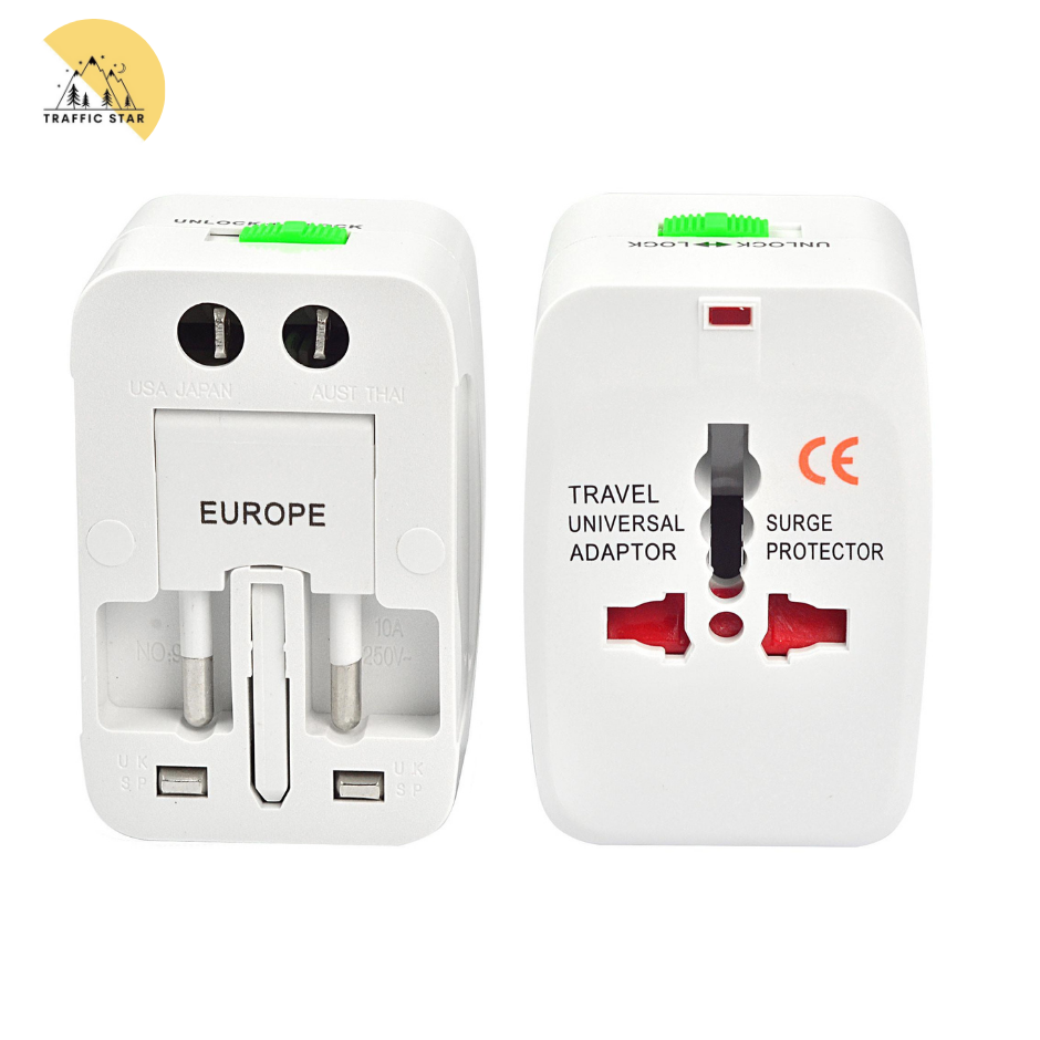 Travel Universal Adapter Multi-plug + 2x USB Charger Plug