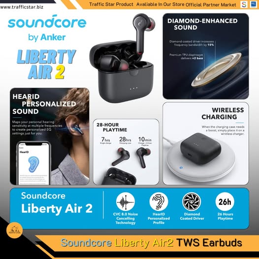 Anker Soundcore Liberty Air 2 TWS with Diamond-Inspired Drivers and 4 Microphones with Uplink Noise Cancellation