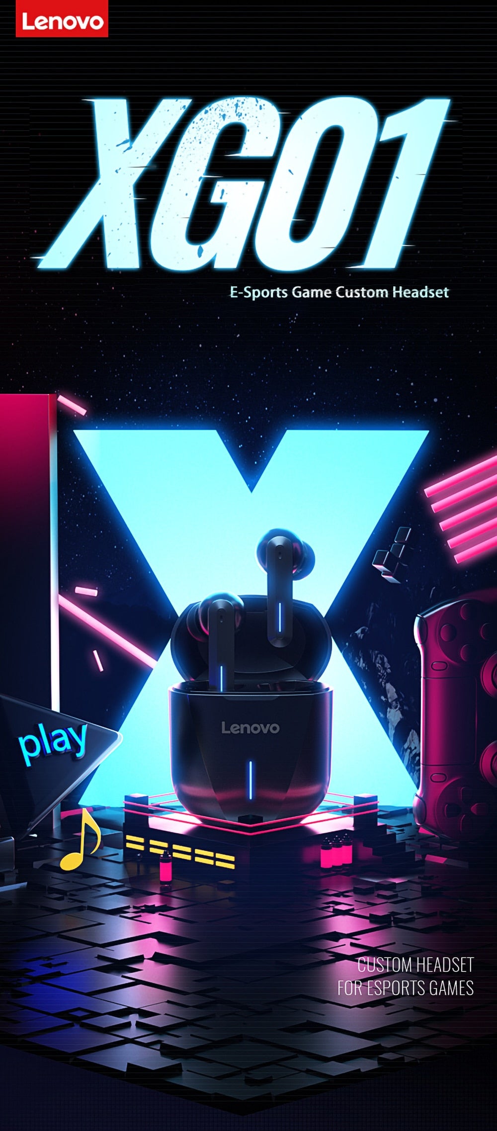 Lenovo XG01 Gaming Earbuds Low Latency TWS Ipx5 Waterproof Earbuds