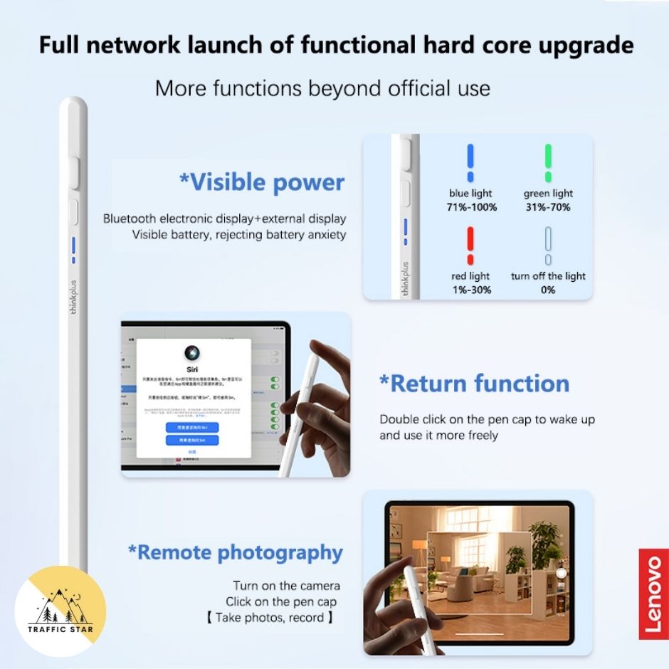 Lenovo BP17BL Multi-functional Stylus Pencil for Android iOS Tablet