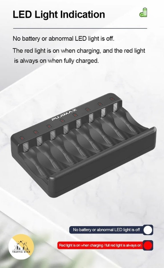 Pujimax 1.2V 8-Slot AA/AAA NiMH NiCd Battery Charger AAA Battery Charger