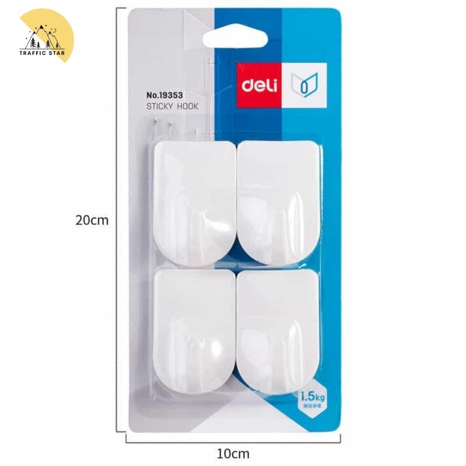 Deli Wall Mount Sticky Hook Strong and Durable 4pcs