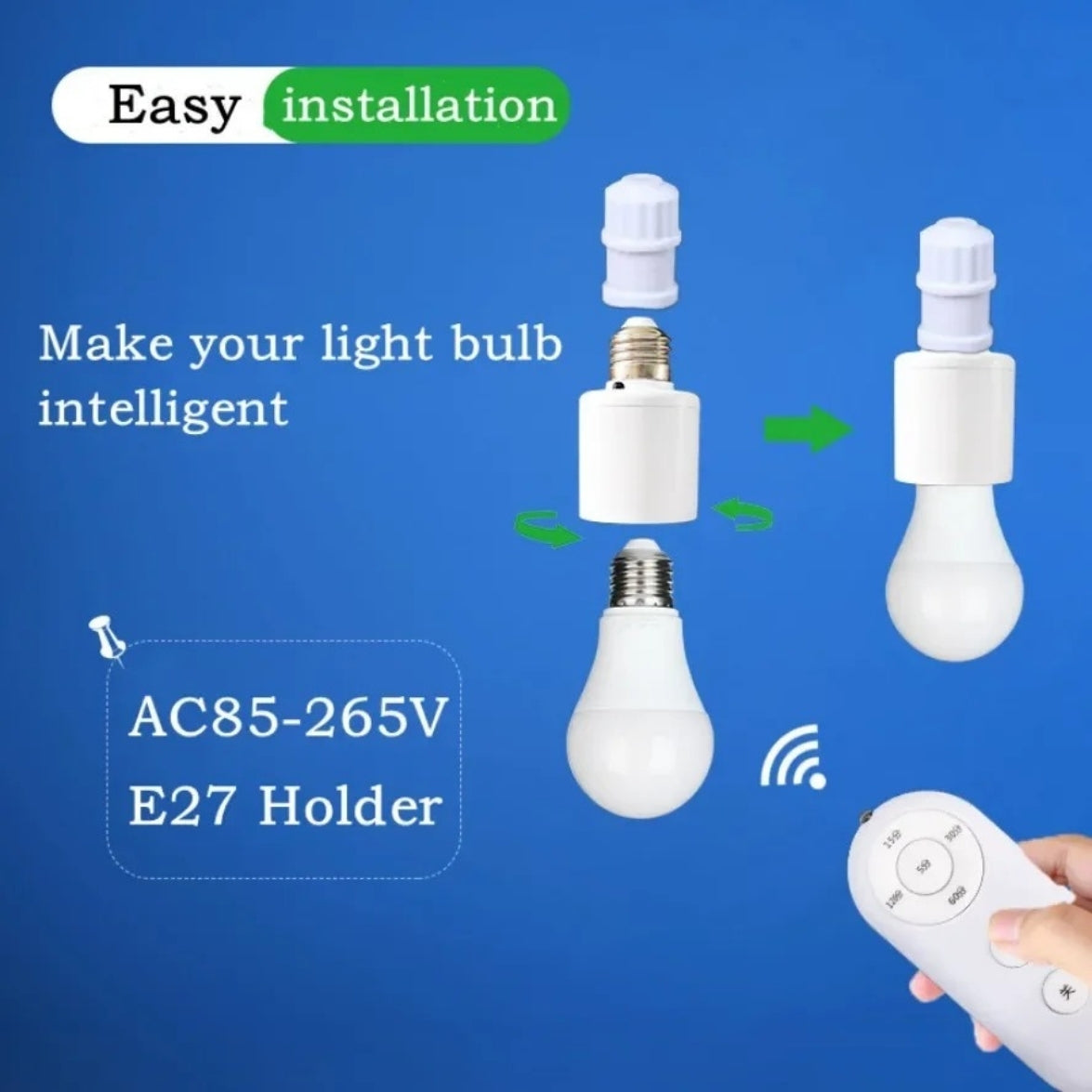 60W E27 Wireless Remote Control Smart Timer Switch 110V 220V Multi-switch Lamp Light