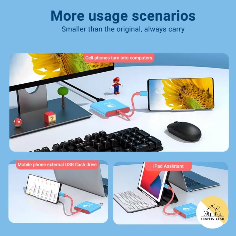 Portable TYPE-C Hub for Nintendo Switch with HDMI and USB 3.0, perfect for travel and gaming