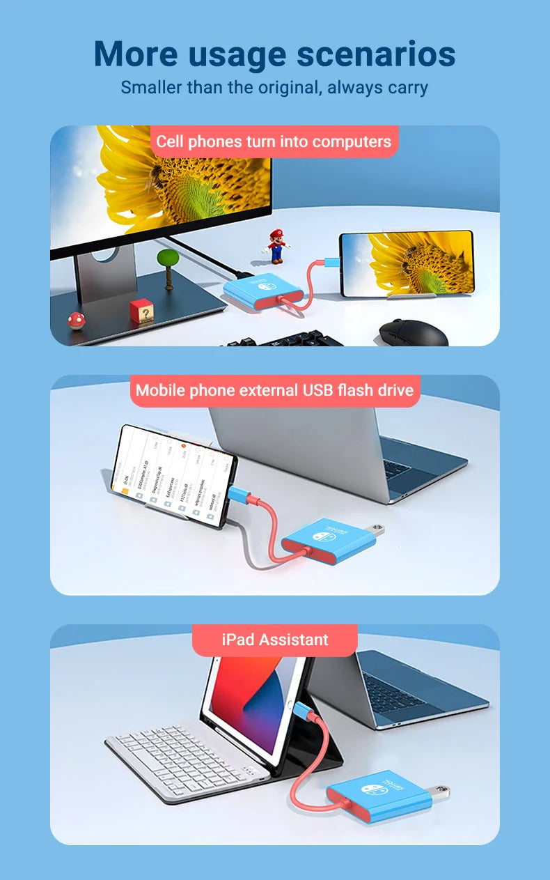 Portable TYPE-C Hub for Nintendo Switch with HDMI and USB 3.0, perfect for travel and gaming