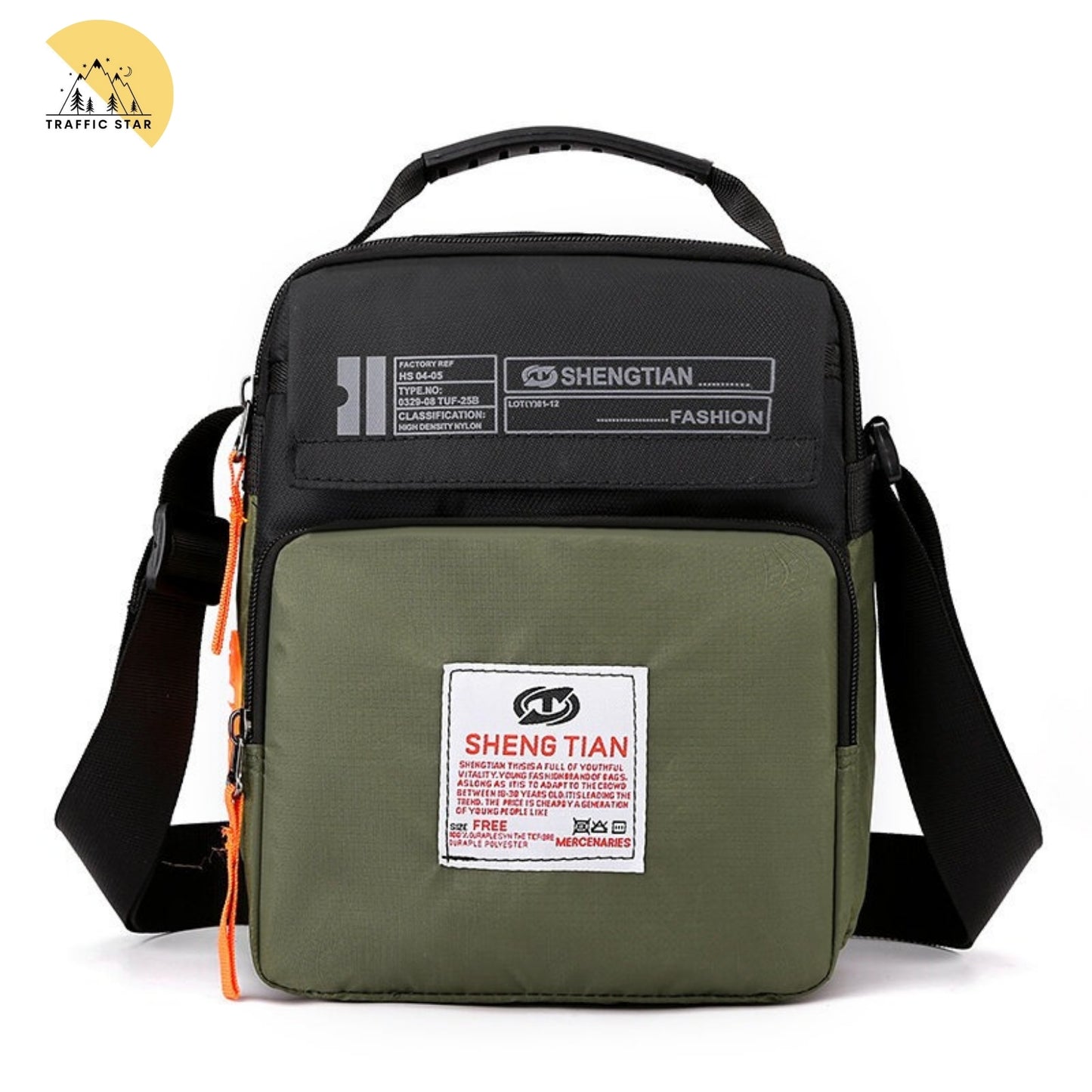 Men's Oxford Cloth Messenger Bag Casual Canvas Shoulder Bag Large Capacity Middle-aged Soft Polyester Lined Zipper Pocket Bag