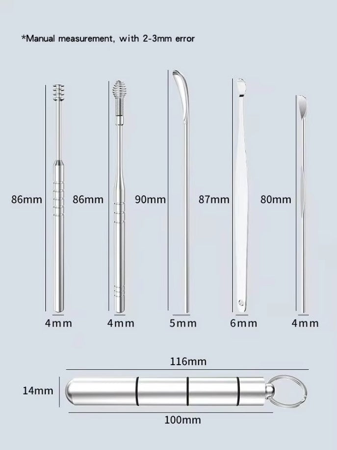 6pcs Ear Cleaning Tool Set With Stainless Steel Case Earpick Set