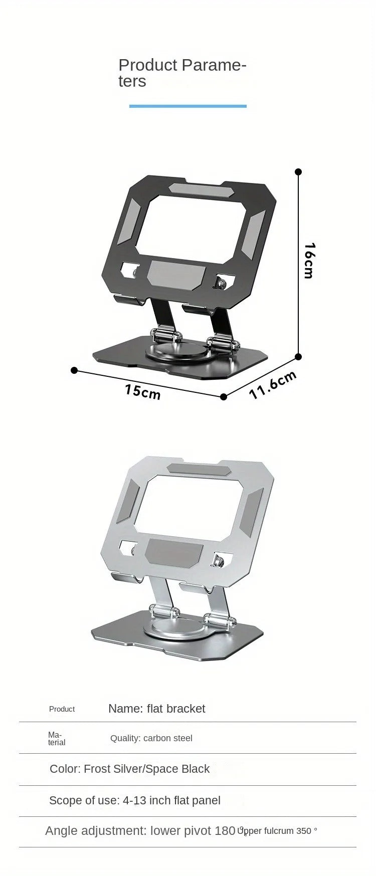 360° Rotating Metal Tablet Stand Universal Adjustable Lift Folding Non-slip