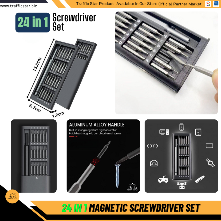 24 in 1 Magnetic Screwdriver Set High Precision (၂၄ မျိုးပါ ဝက်အူလှည့်ခေါင်းအစုံပါသောဘူး)