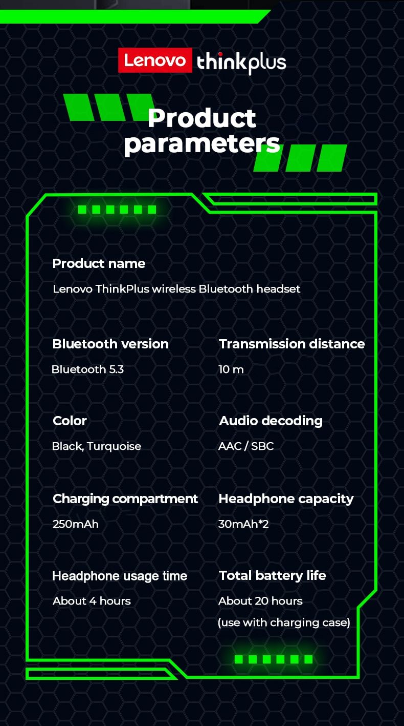 Lenovo Thinkplus XT81 TWS Gamer Waterproof Noise Reduction With Microphone Sports Earbuds