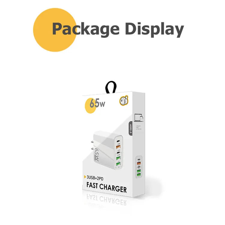 Fast Charging PD 65W Type C Charger QC3.0 US Plug