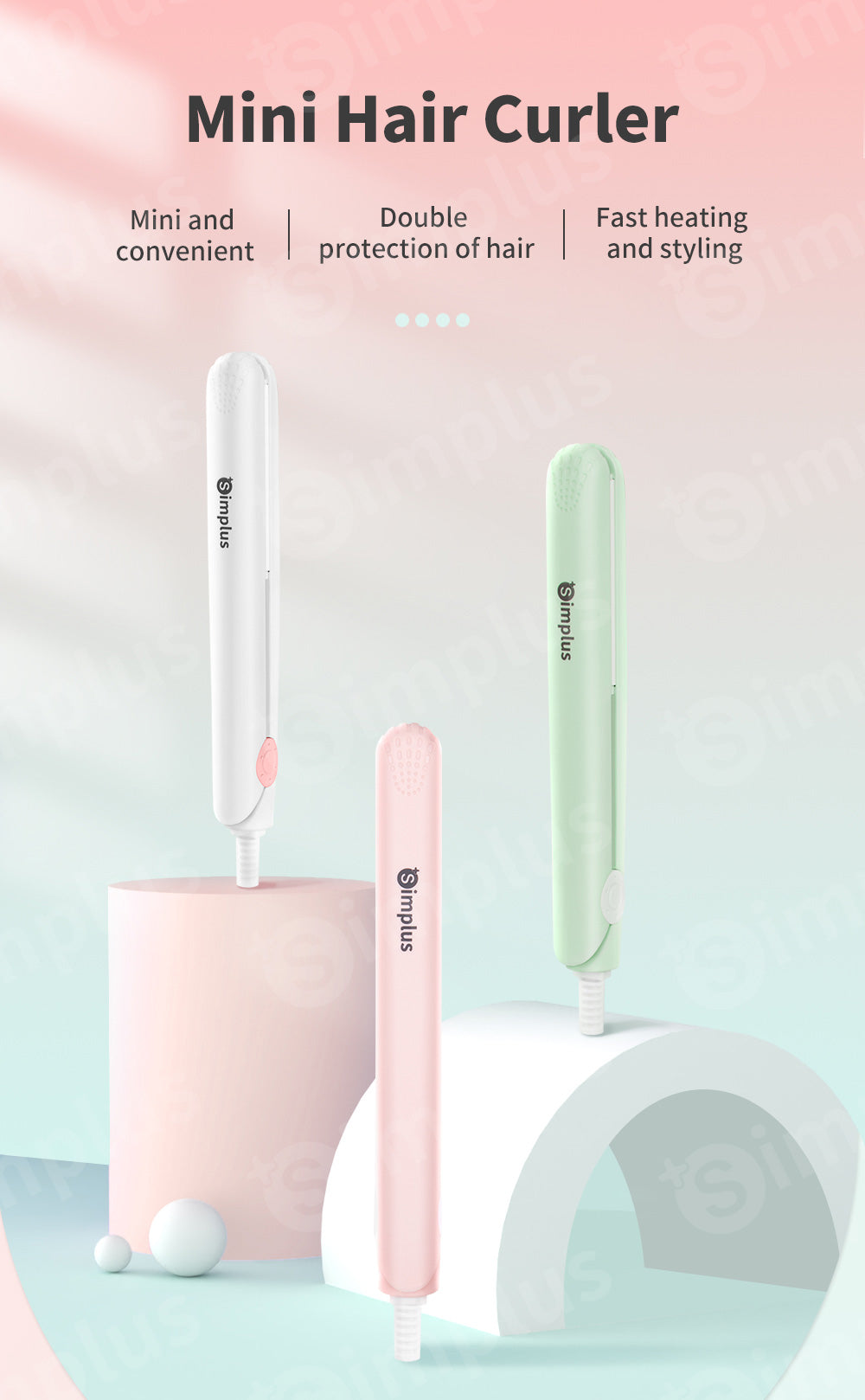 Simplus Mini hair Straightener Easy Carry 17cm