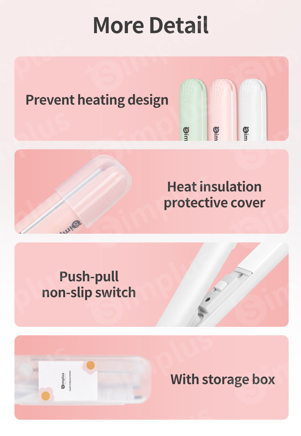 Simplus Mini hair Straightener Easy Carry 17cm