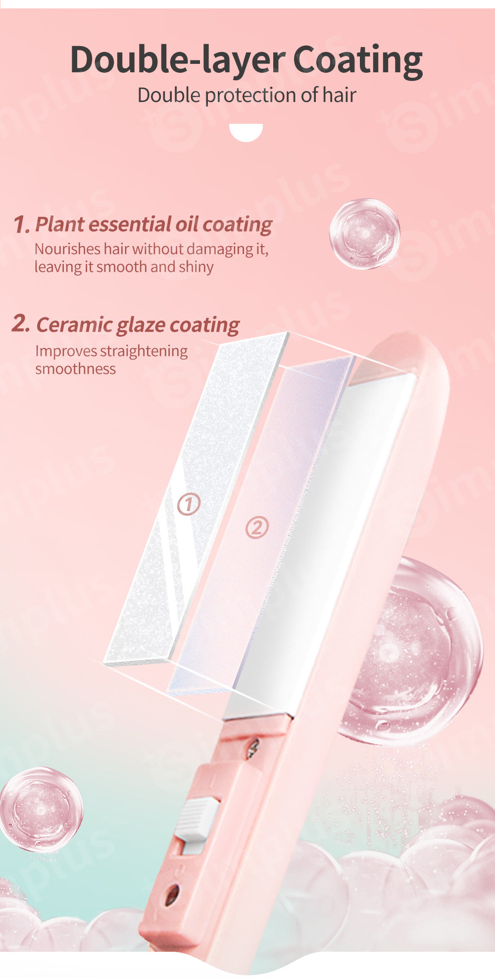 Simplus Mini hair Straightener Easy Carry 17cm
