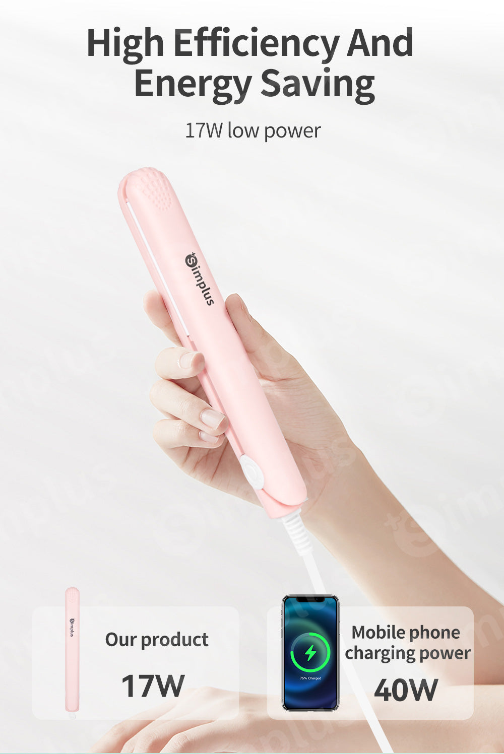 Simplus Mini hair Straightener Easy Carry 17cm