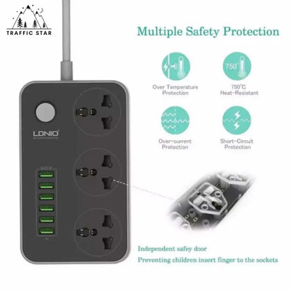 LDNIO SC3604 Multi-Purpose Power Strip, 3 Outlets  6 USB Ports