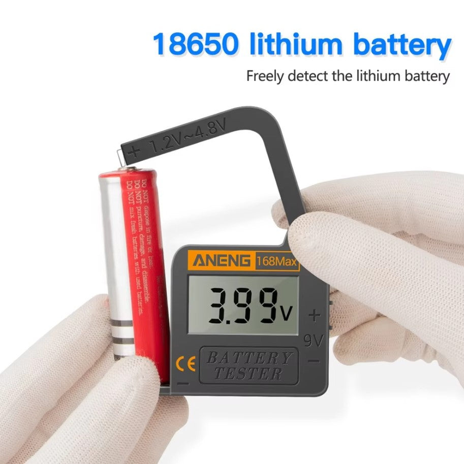 Aneng 168Max Digital Lithium Battery Tester, Battery Voltage Tester Check Battery Capacity Universal Testing Tool