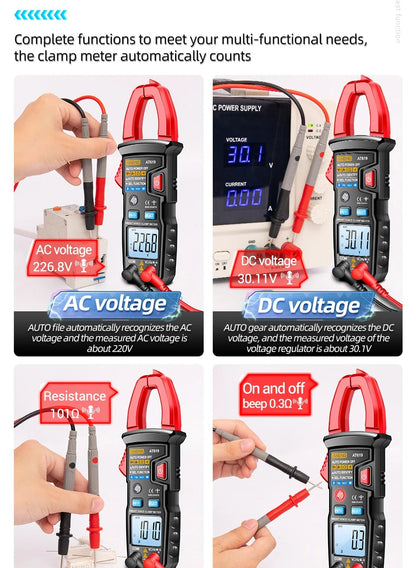 Aneng AT619 AC Voltage Meter, Current Tester Multimeter Ammeter Voltage Meter Car Capacitance Clamp Meter