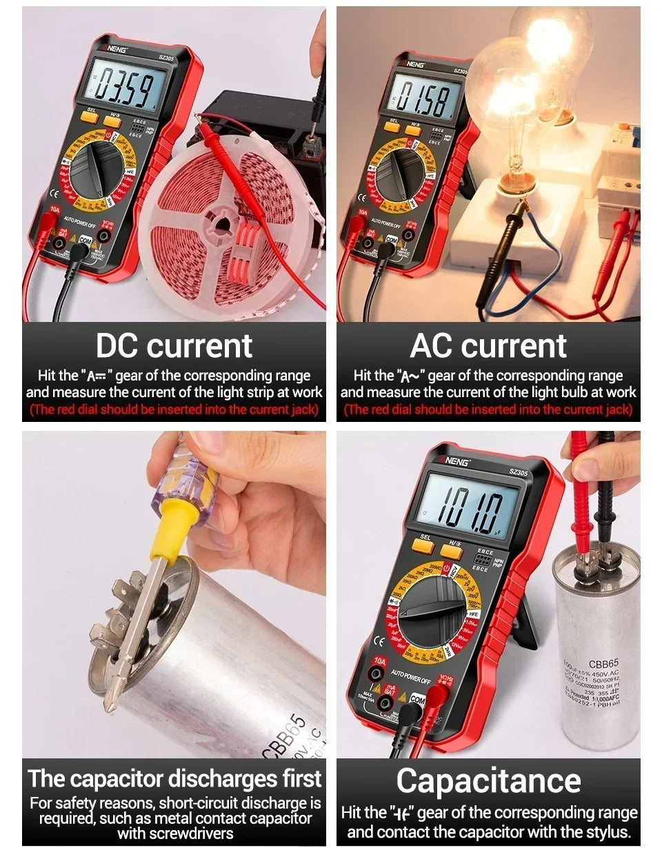 ANENG SZ305 Professional Multimeter 1999 Counts AC/DC Voltage Tester Ammeter Capacitor hFE Triode Hz Detector Electrician Tools