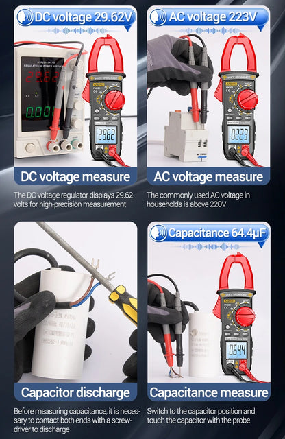 NENG PN201 Digital Clamp Meters Multimeter 4000 Counts DC/AC Current Voltage Tester Multimeter NCV Ohm Capacitance Test Tool