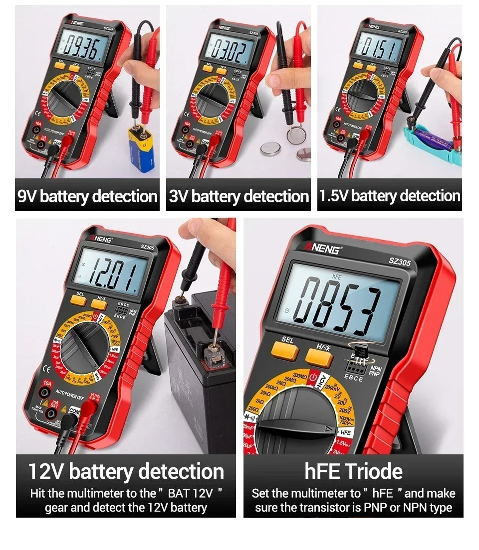 ANENG SZ305 Professional Multimeter 1999 Counts AC/DC Voltage Tester Ammeter Capacitor hFE Triode Hz Detector Electrician Tools