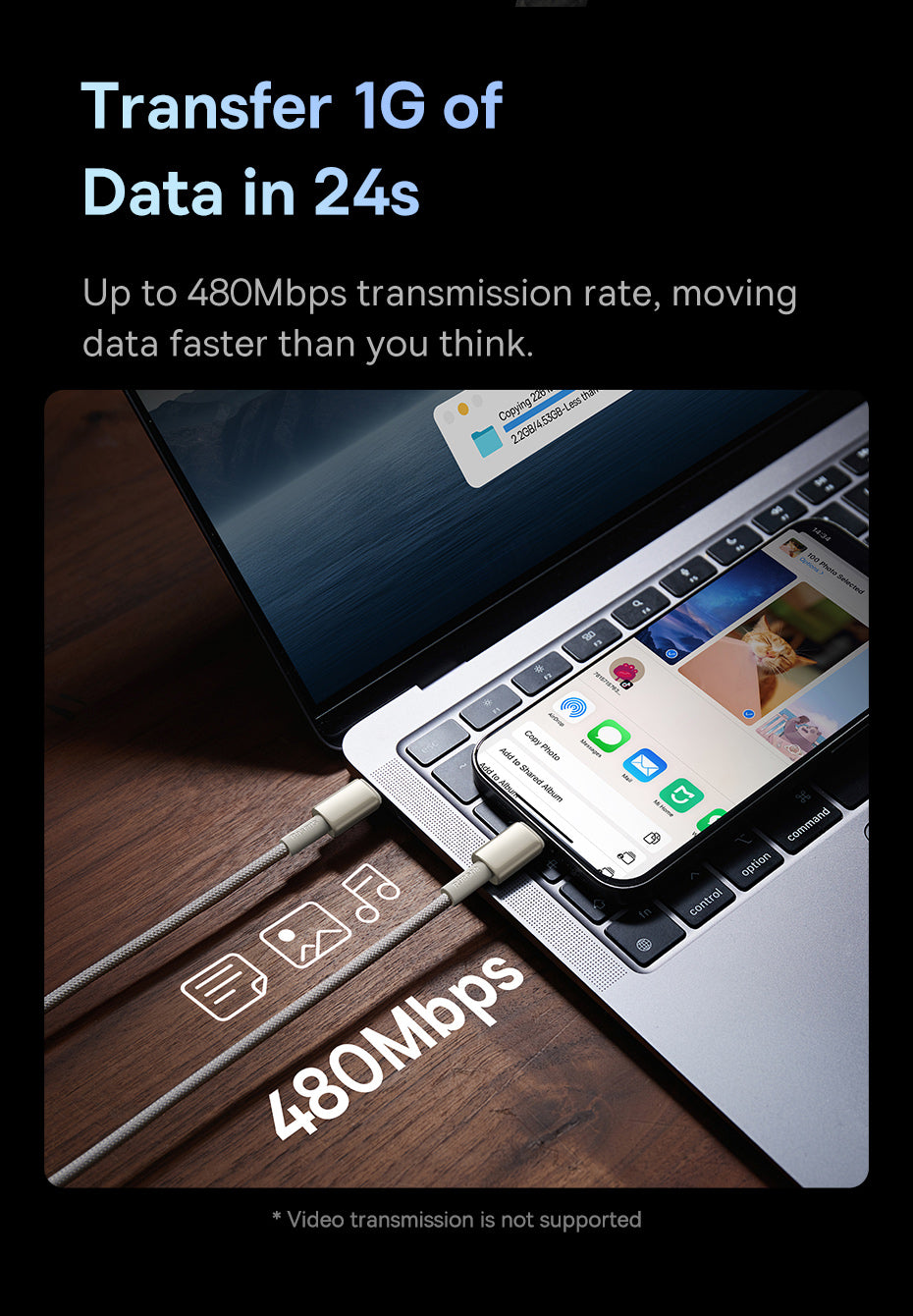 Baseus Tungsten Gold Fast Charging Data Cable 100W