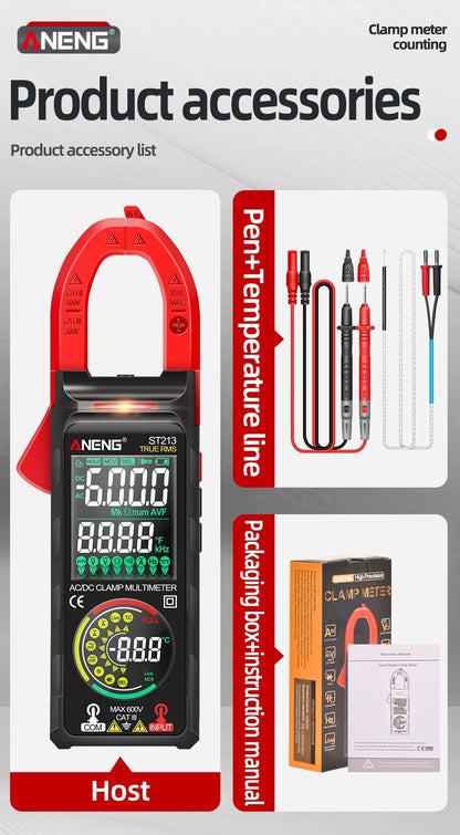 ANENG ST213 VA Clamp Meter Color Display Reverse Multimeter CAT III 6000 Counts True RMS Tester DC/AC Voltage Current Meter
