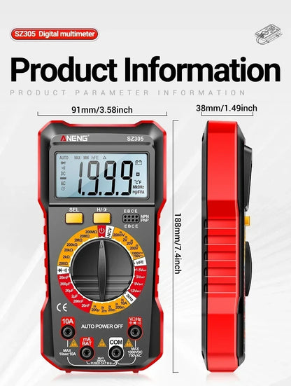 ANENG SZ305 Professional Multimeter 1999 Counts AC/DC Voltage Tester Ammeter Capacitor hFE Triode Hz Detector Electrician Tools