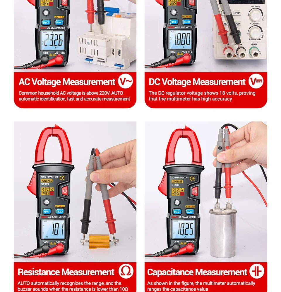 ANENG ST183 Digital Multimeter AC Current 6000 Counts True RMS DC/AC Voltage Tester Hz Capacitance NCV Ohm Test