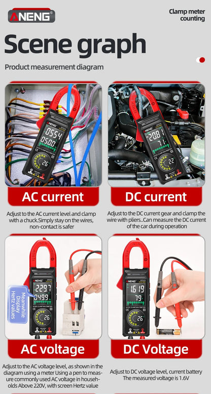 ANENG ST213 VA Clamp Meter Color Display Reverse Multimeter CAT III 6000 Counts True RMS Tester DC/AC Voltage Current Meter