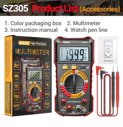 ANENG SZ305 Professional Multimeter 1999 Counts AC/DC Voltage Tester Ammeter Capacitor hFE Triode Hz Detector Electrician Tools