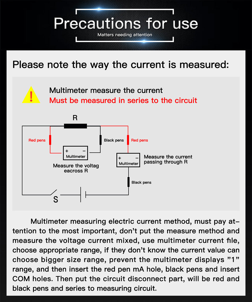 Aneng SZ308 Digital Multimeter Resistance Meter, AC/DC Current Meter LCD Backlight Ohm Square Wave Test