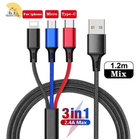 3 in 1 Charging Cable 2.4A Max