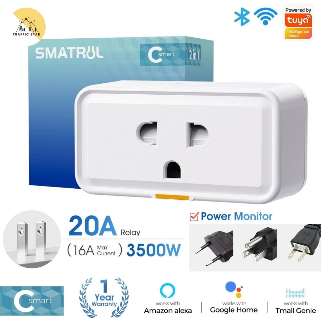 Tuya Wireless WIFI Smart Plug 16A US/VN Socket Timing Power Monitor APP Remote Control Work with SmartLife Alexa GoogleHome