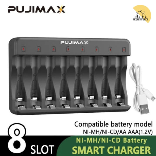 Pujimax 1.2V 8-Slot AA/AAA NiMH NiCd Battery Charger AAA Battery Charger