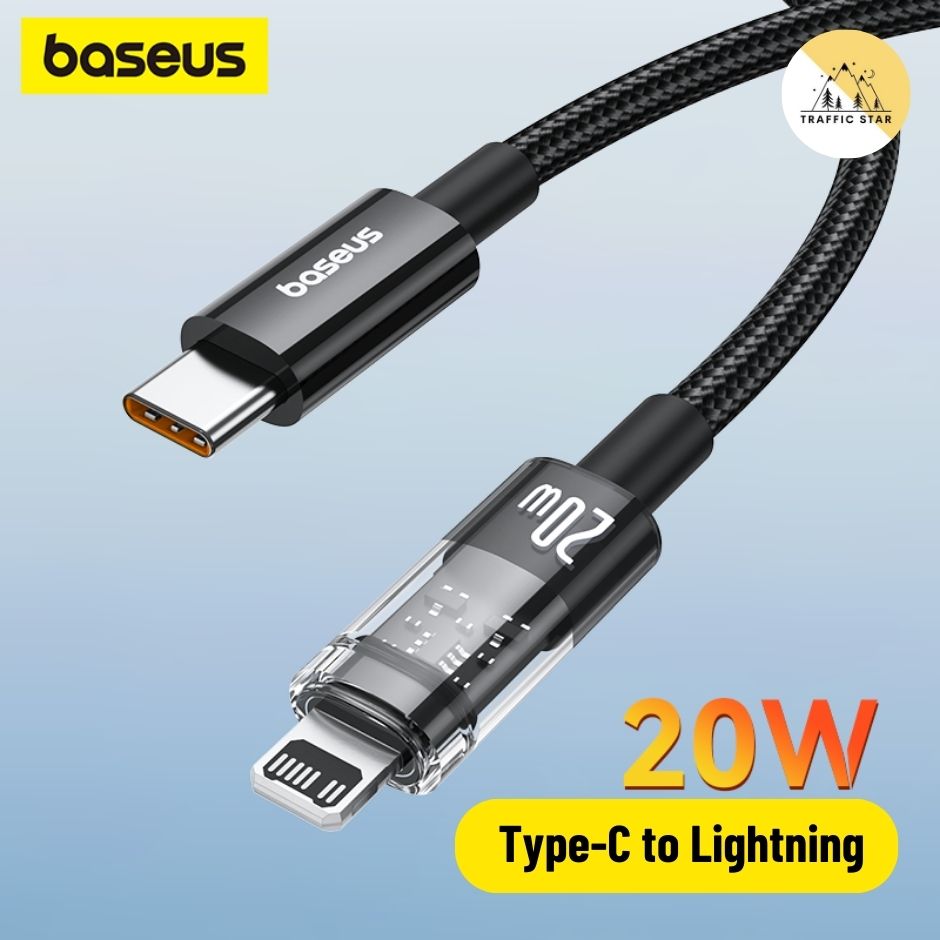 Baseus PD 20W Type C to Lightning Fast Charging Cable 1m, Transparent USB