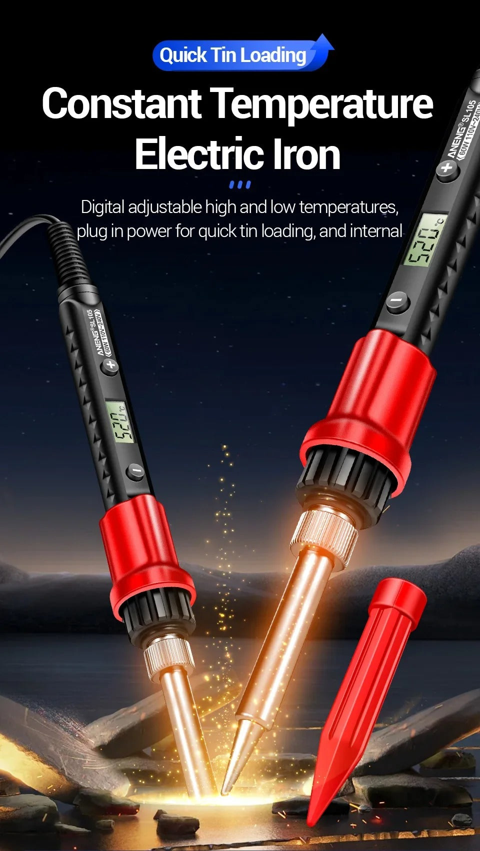 ANENG SL105 Digital Soldering Iron 110V 240V Electric Fast Welding Equipment US/EU Plug SOLDER Iron Heating Repair Tool