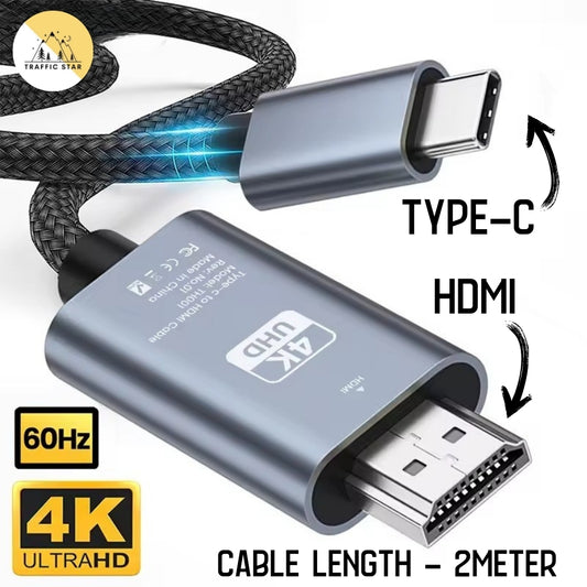 USB C TO HDMI Male-Male Cable 2meter 4K 60Hz Type-C TO HDMI-Compatible Ultra High Speed Adapter Cable