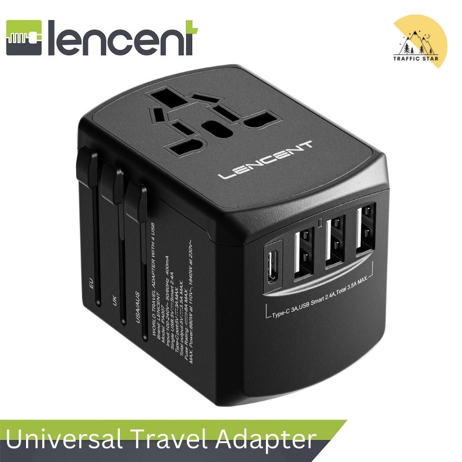 LENCENT Multi-function Universal Travel Adapter 1AC + 3 USB Ports and 1 Type C High Quality