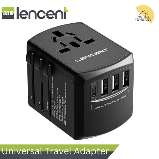 LENCENT Multi-function Universal Travel Adapter 1AC + 3 USB Ports and 1 Type C High Quality