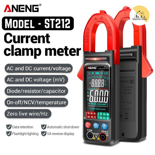 ANENG ST212 Digital Clamp Meter DC/AC Voltage 6000 Counts 400A Amp Multimeter Large Color Display Car Tester Hz NCV Ohm