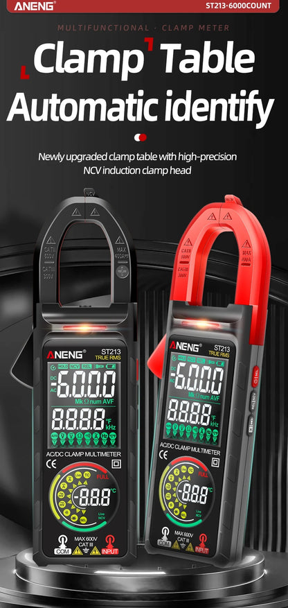 ANENG ST213 VA Clamp Meter Color Display Reverse Multimeter CAT III 6000 Counts True RMS Tester DC/AC Voltage Current Meter