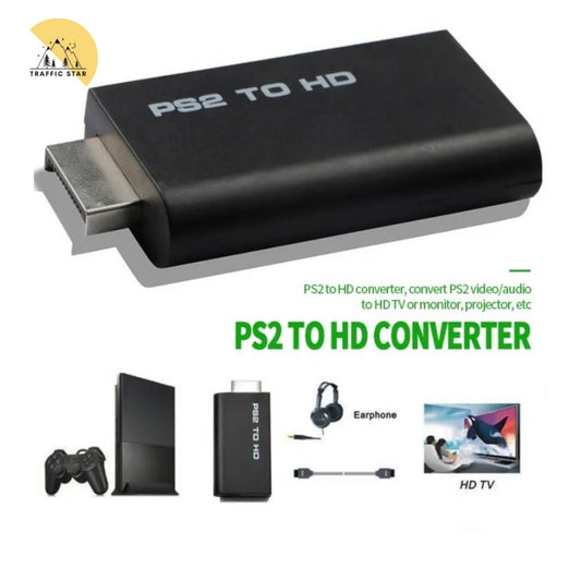 HDMI Video Converter Adapter with 3.5mm Audio Output + USB Cable for PS2 to HDMI