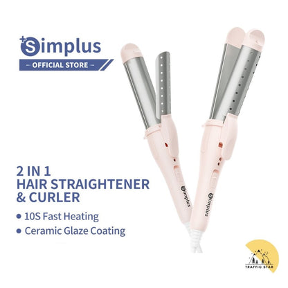 Simplus 2 In 1 Mini Hair Curler/Hair Straightener